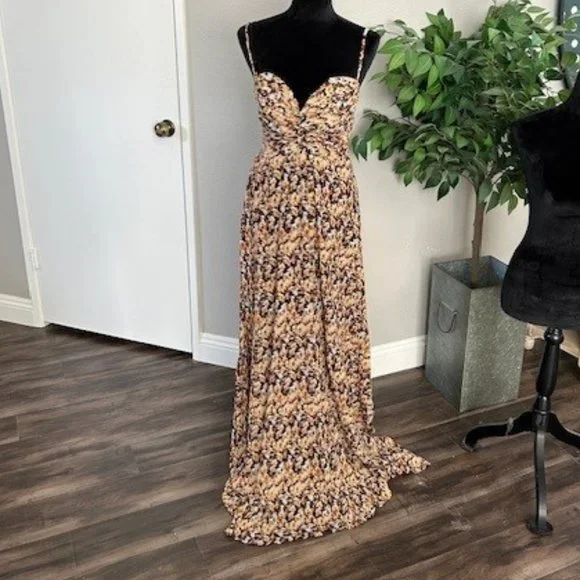 12th Tribe | Dresses | Brown Floral Maxi Dress Size M | Poshmark